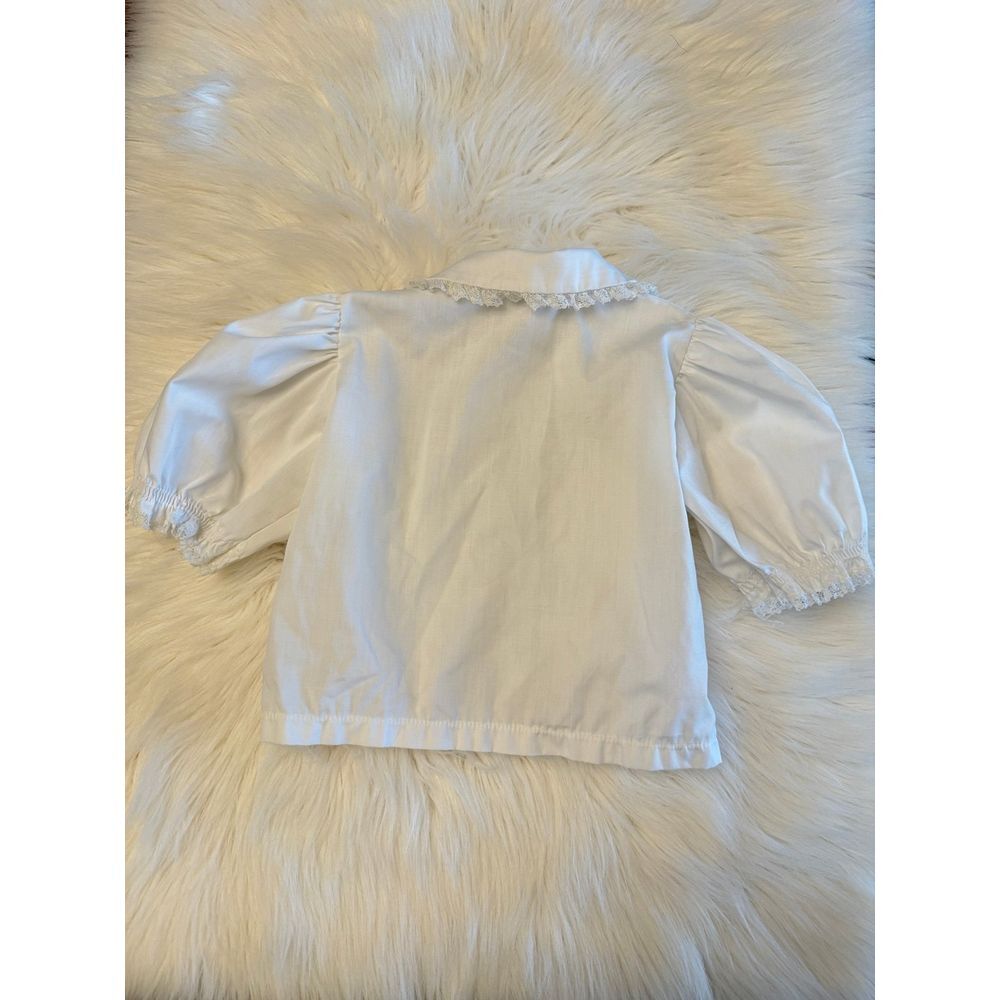 Vintage Peter Pan collar blouse with‎ ruffle detailing white EUC - Picture 4 of 6